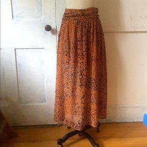 Sheer animal print maxi skirt